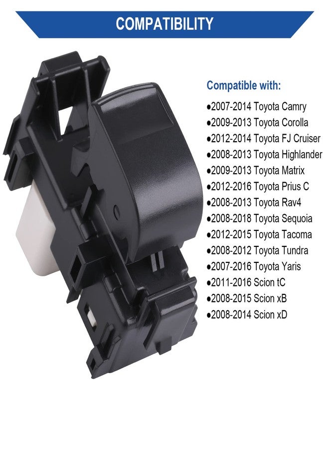 Obaee Passenger Window Switch Control Compatible with 2007-2014 Toyota Camry, 2009-2013 Corolla/Matrix, 2008-2013 Highlander/RAV4, 2012-2014 FJ Cruiser, 2008-2012 Tundra & more Replace OEM 84810-06030 - Image 2